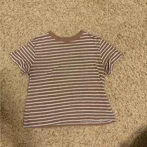 a new day Brown and White Striped Short Sleeve Tee